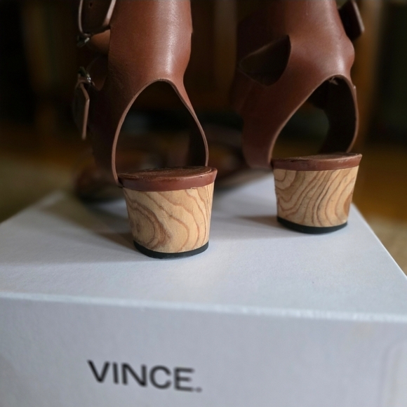 Vince | Women's Brown Leather Buckle Sandals 8.5 - Picture 5 of 8